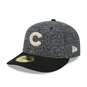 Chicago Cubs MLB Tweedy Cotton Black 59FIFTY Fitted Cap-kentox