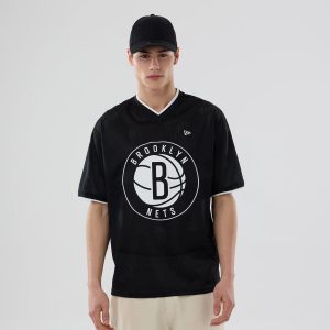 Brooklyn Nets NBA Mesh Black Oversized T-Shirt-kentox