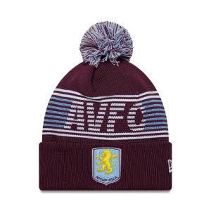 Aston Villa FC Dark Red Bobble Knit Beanie Hat-kentox