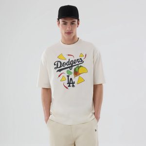 LA Dodgers MLB Food Graphic Open White Oversized T-Shirt-kentox