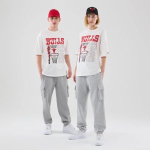 Chicago Bulls NBA Basketball Graphic White Oversized T-Shirt-kentox