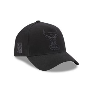 Bulls NBA Waxy Canvas Black 59FORTY A-Frame Fitted Cap-kentox