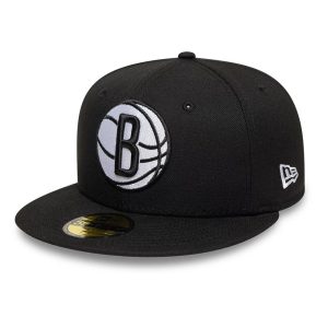 Brooklyn Nets NBA Basic Black 59FIFTY Fitted Cap-kentox