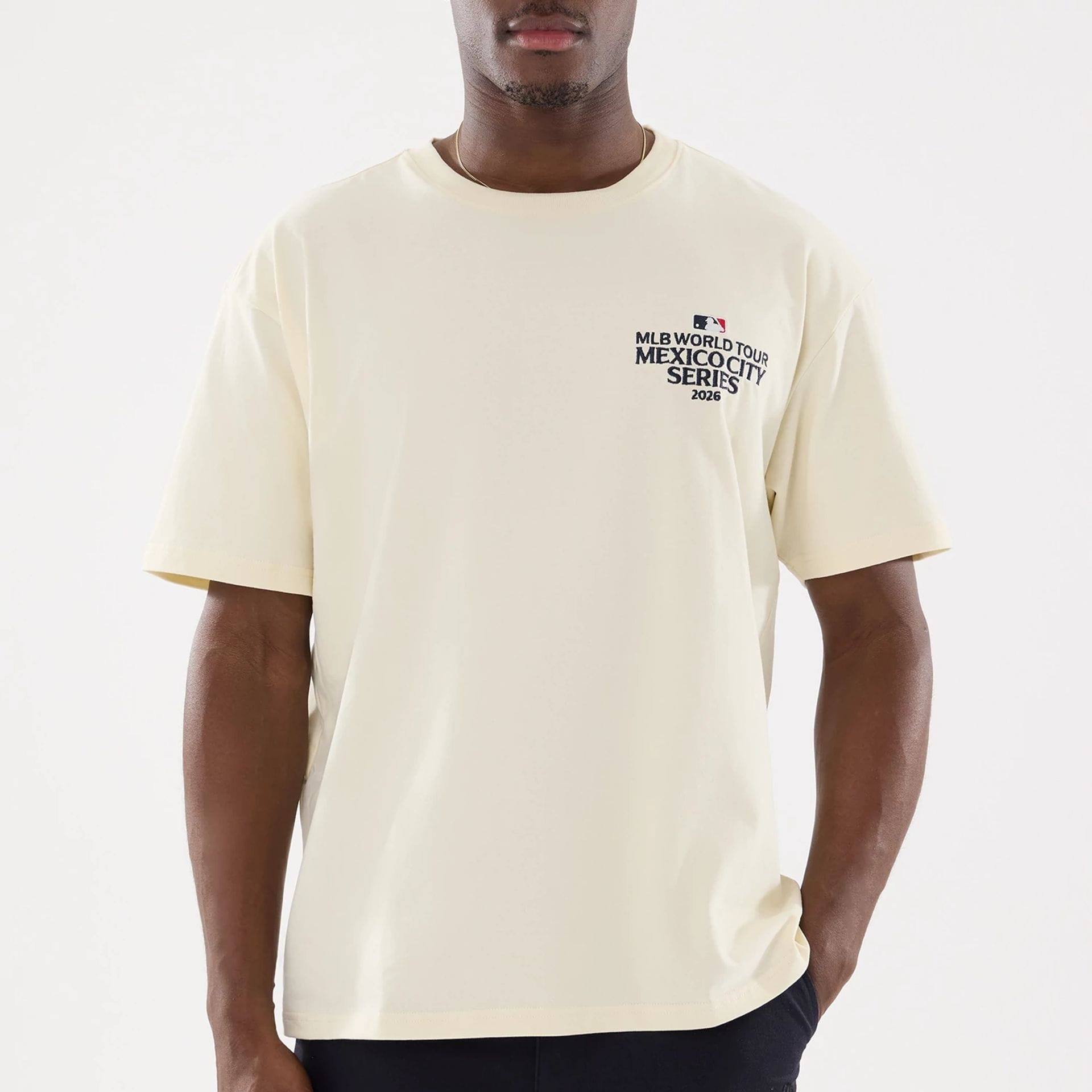 Dueling Logo MLB Mexico City Series 2026 Cream T-Shirt-kentox - Image 5
