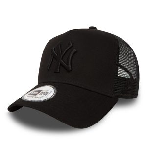 New York Yankees Clean Black On Black A-Frame Trucker Cap-kentox