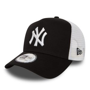New York Yankees Clean Black A-Frame Trucker Cap-kentox