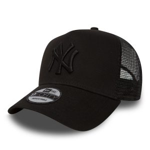 New York Yankees Kids All Black A-Frame Trucker Cap-kentox