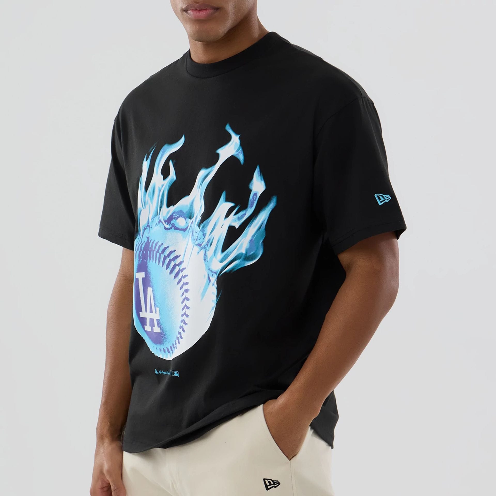 LA Dodgers MLB On Fire Black Oversized T-Shirt-kentox - Image 3