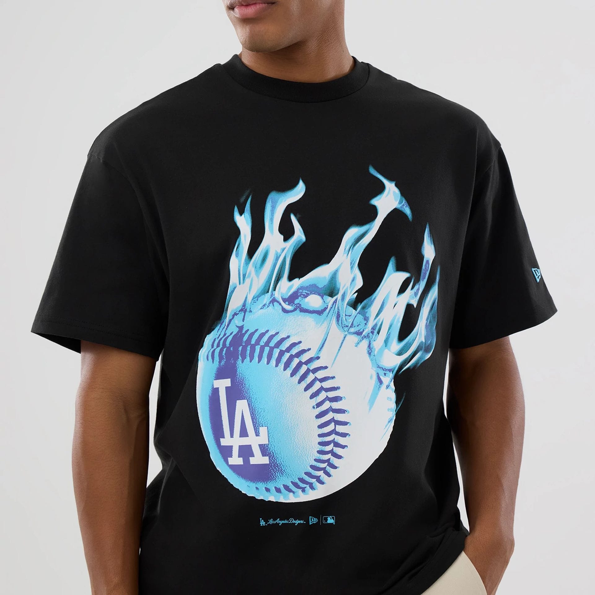 LA Dodgers MLB On Fire Black Oversized T-Shirt-kentox - Image 4