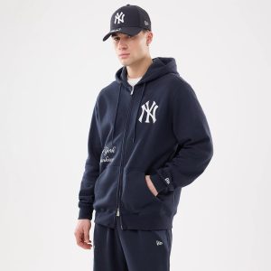 New York Yankees MLB Comfort Navy 2 Way Full Zip Hoodie-kentox