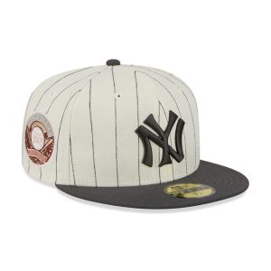 New York Yankees MLB Stripes Cream & Black 59FIFTY Fitted Cap-kentox