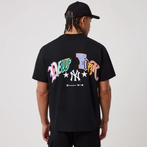 New York Yankees MLB Word Art Black T-Shirt-kentox
