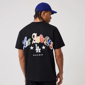 LA Dodgers MLB Word Art Black T-Shirt-kentox