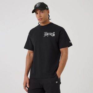 Las Vegas Raiders NFL Word Art Black T-Shirt-kentox