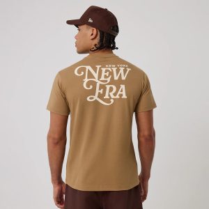 New Era Script Graphic Beige T-Shirt-kentox