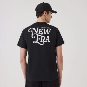 New Era Script Graphic Black T-Shirt-kentox