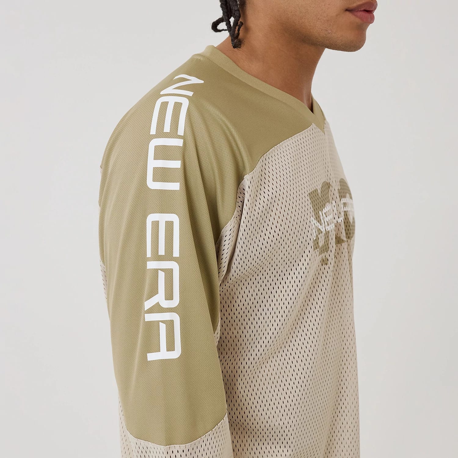 New Era NEC Logo Beige Long Sleeve Jersey-kentox - Image 2