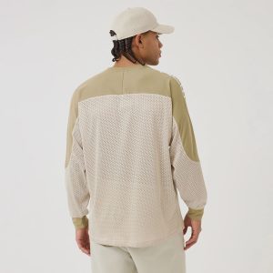 New Era NEC Logo Beige Long Sleeve Jersey-kentox