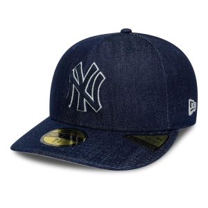 New York Yankees MLB Chain Stitch Denim Navy 59FIFTY Fitted Cap-kentox