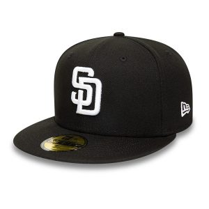 San Diego Padres MLB Black and White 59FIFTY Fitted Cap-kentox