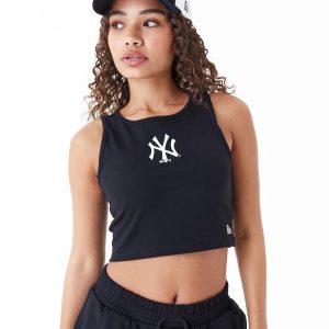 New York Yankees Womens MLB Lifestyle Black Crop Tank Top-kentox