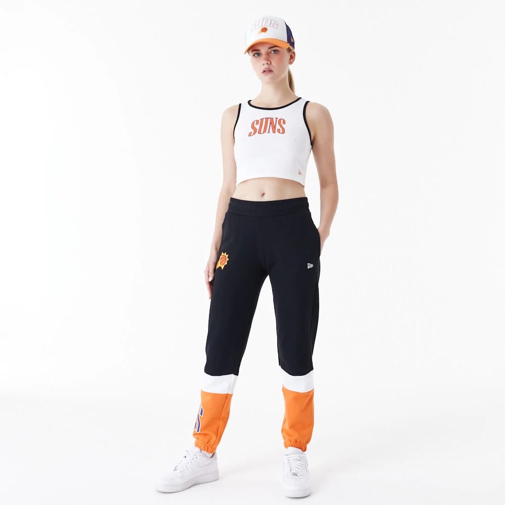 Phoenix Suns Womens NBA Team Wordmark White Crop Tank Top-kentox - Image 4