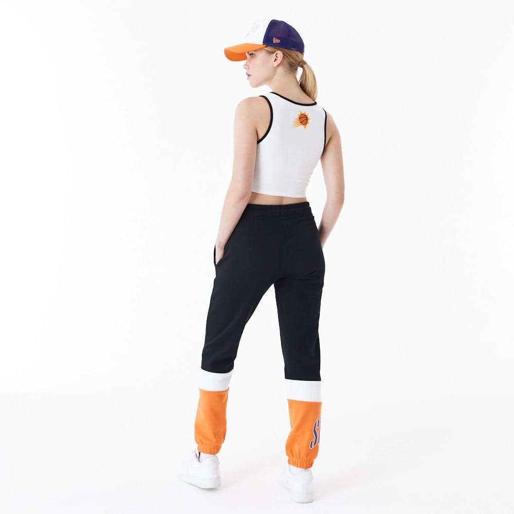 Phoenix Suns Womens NBA Team Wordmark White Crop Tank Top-kentox - Image 2