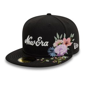 New Era Floral Emblem Black 59FIFTY Fitted Cap-kentox