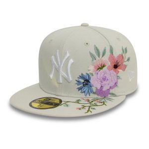 New York Yankees MLB Floral Light Beige 59FIFTY Fitted Cap-kentox