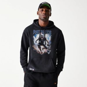 New England Patriots NFL Games Premium Apparel Black Oversized Pullover Hoodie-kentox