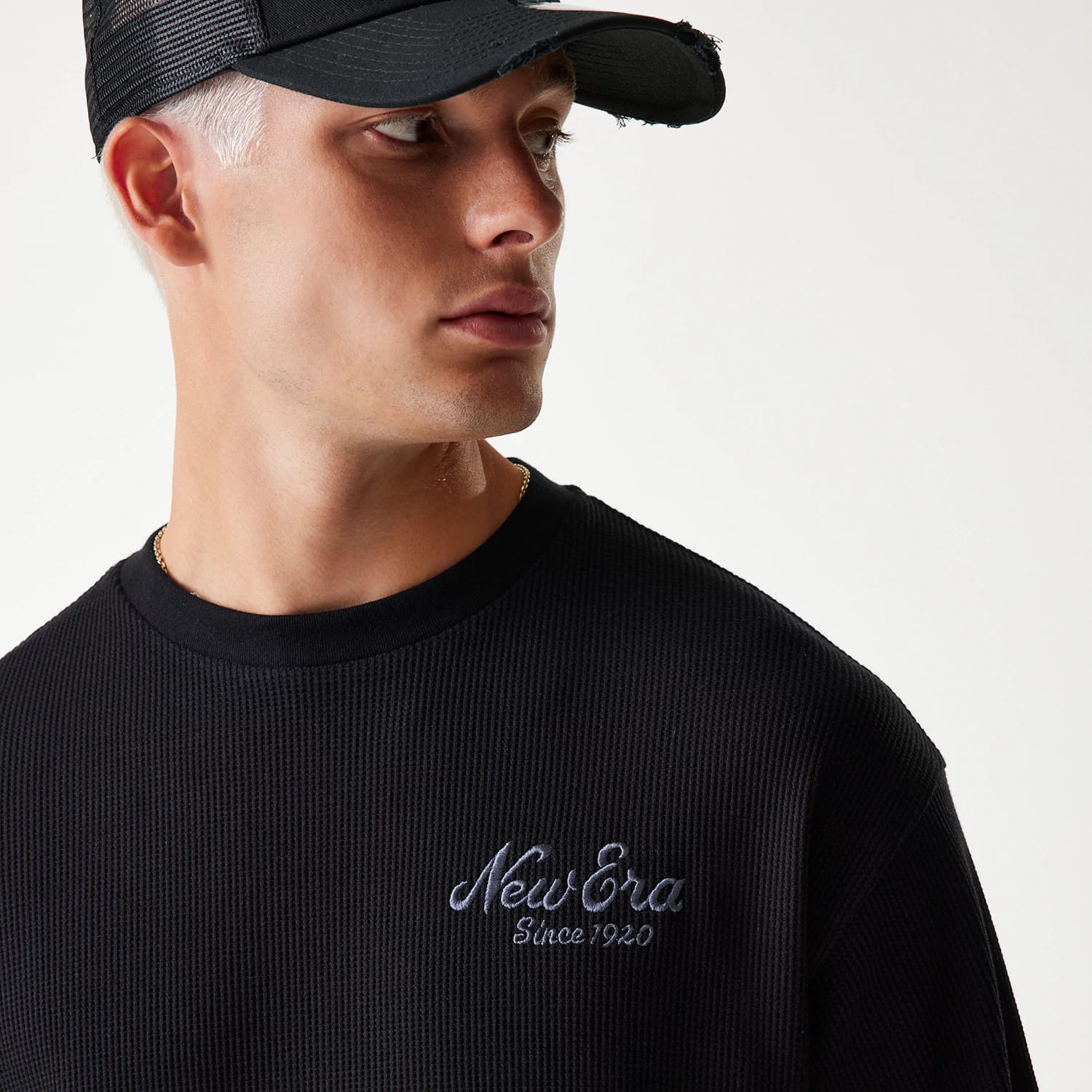 New Era Waffle Black Oversized T-Shirt-kentox - Image 5