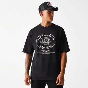 New Era Crest Black Oversized T-Shirt-kentox