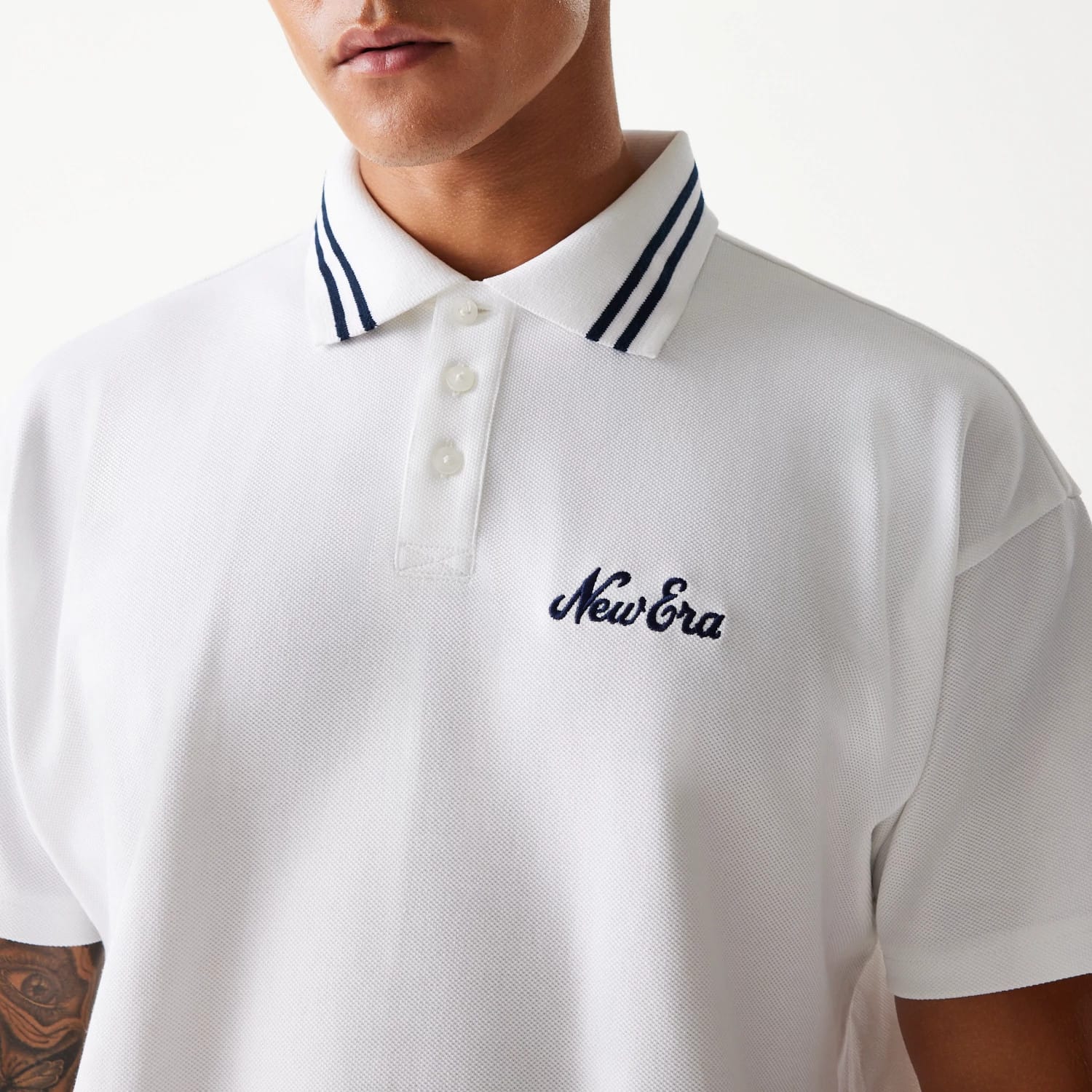 New Era Drop Shoulder White Polo Shirt-kentox - Image 4