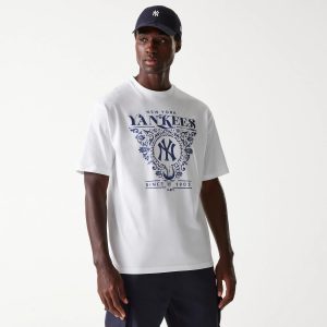 New York Yankees MLB Floral Graphic White Oversized T-Shirt-kentox