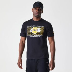 LA Lakers NBA Stack Wordmark Black T-Shirt-kentox