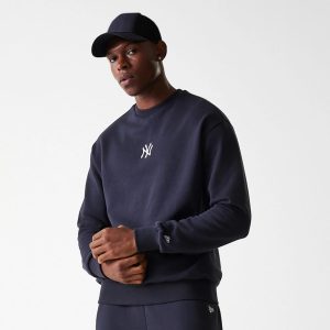 New York Yankees MLB League Essential French Terry Navy Crew Neck Sweater-kentox