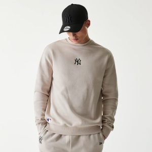 New York Yankees MLB League Essential Midi Cream Oversized Crew Neck Sweater-kentox