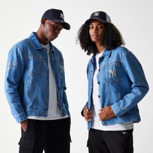 New York Yankees MLB Dark Blue Denim Jacket-kentox