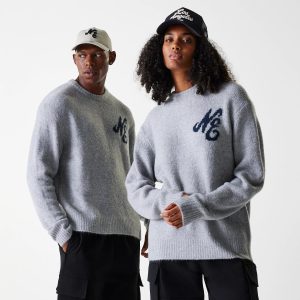 New Era Knit Grey Oversized Knit Sweater-kentox