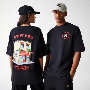 New Era Cafe Graphic Black Oversized T-Shirt-kentox