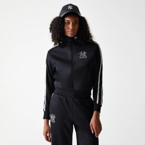 New York Yankees Womens MLB Midi Logo Black Track Jacket-kentox