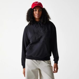 Womens New Era Crest Black Pullover Hoodie-kentox