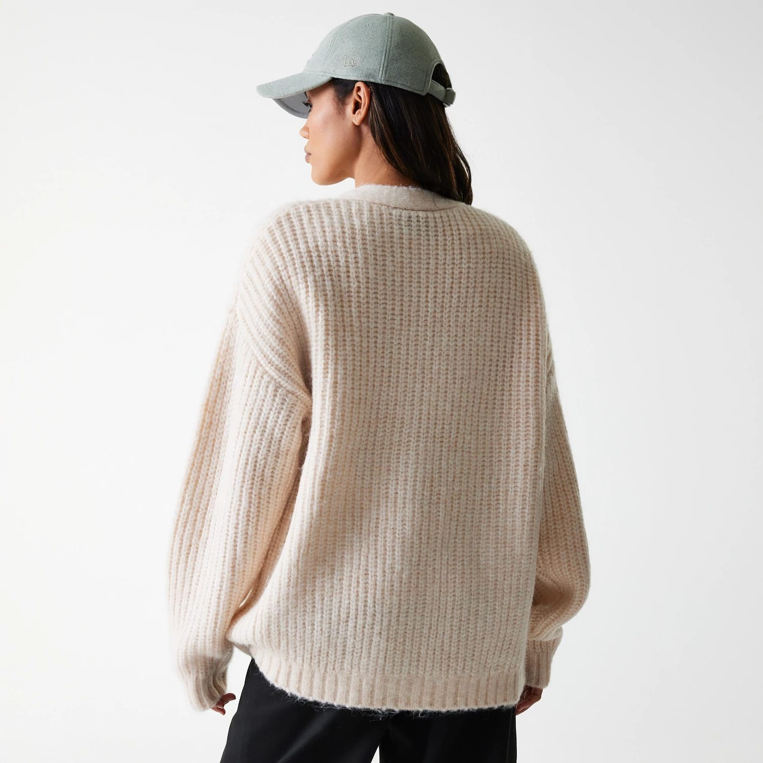 LA Dodgers Womens MLB Knit Light Beige Cardigan-kentox - Image 2