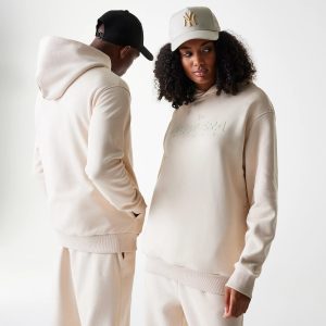 New Era Tech Light Beige Oversized Pullover Hoodie-kentox