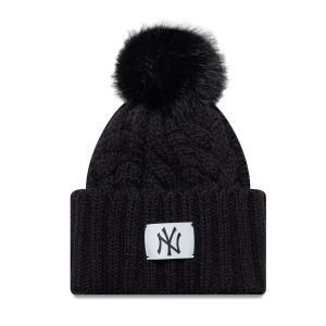 New York Yankees Youth MLB Black Cable Knit Beanie Hat-kentox
