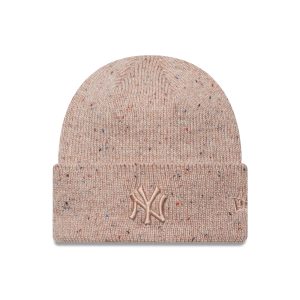 New York Yankees Womens MLB Glitter Pastel Pink Cuff Knit Beanie Hat-kentox
