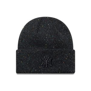 New York Yankees Womens MLB Glitter Black Cuff Knit Beanie Hat-kentox