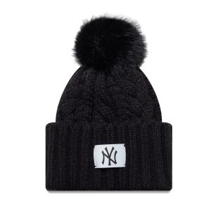 New York Yankees MLB Black Cable Knit Beanie Hat-kentox