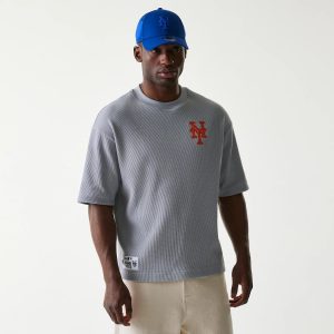 New York Mets MLB Waffle Grey Oversized T-Shirt-kentox