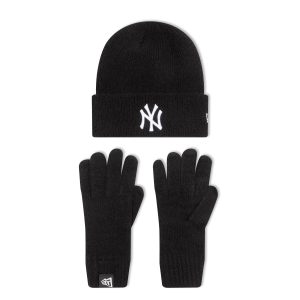New York Yankees MLB Black Beanie & Gloves Set-kentox